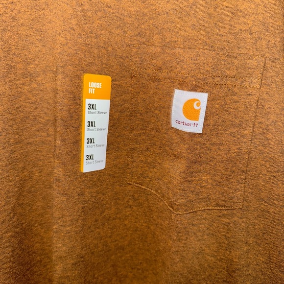 Carhartt Brown Heather Pocket T-Shirt Logo Patch Workwear Tee NWT - Picture 2 of 2